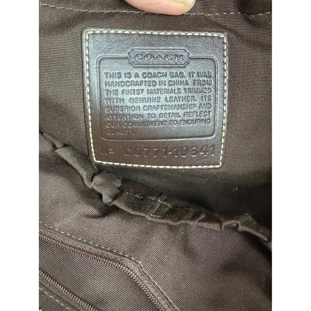 Coach Signature C Monogram Tote Bag Brown Leather Trim Gold Hardware - Picture 9 of 13